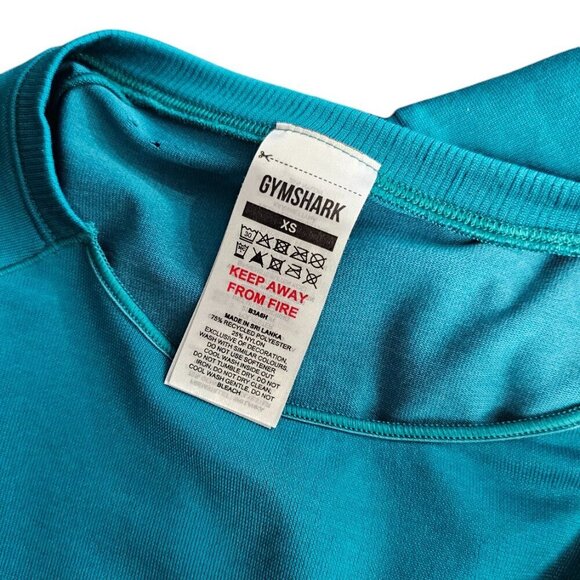 Gymshark Womens Long Sleeve Cinch Bottom Perforated Athletic Shirt, Teal, XS - Picture 6 of 7